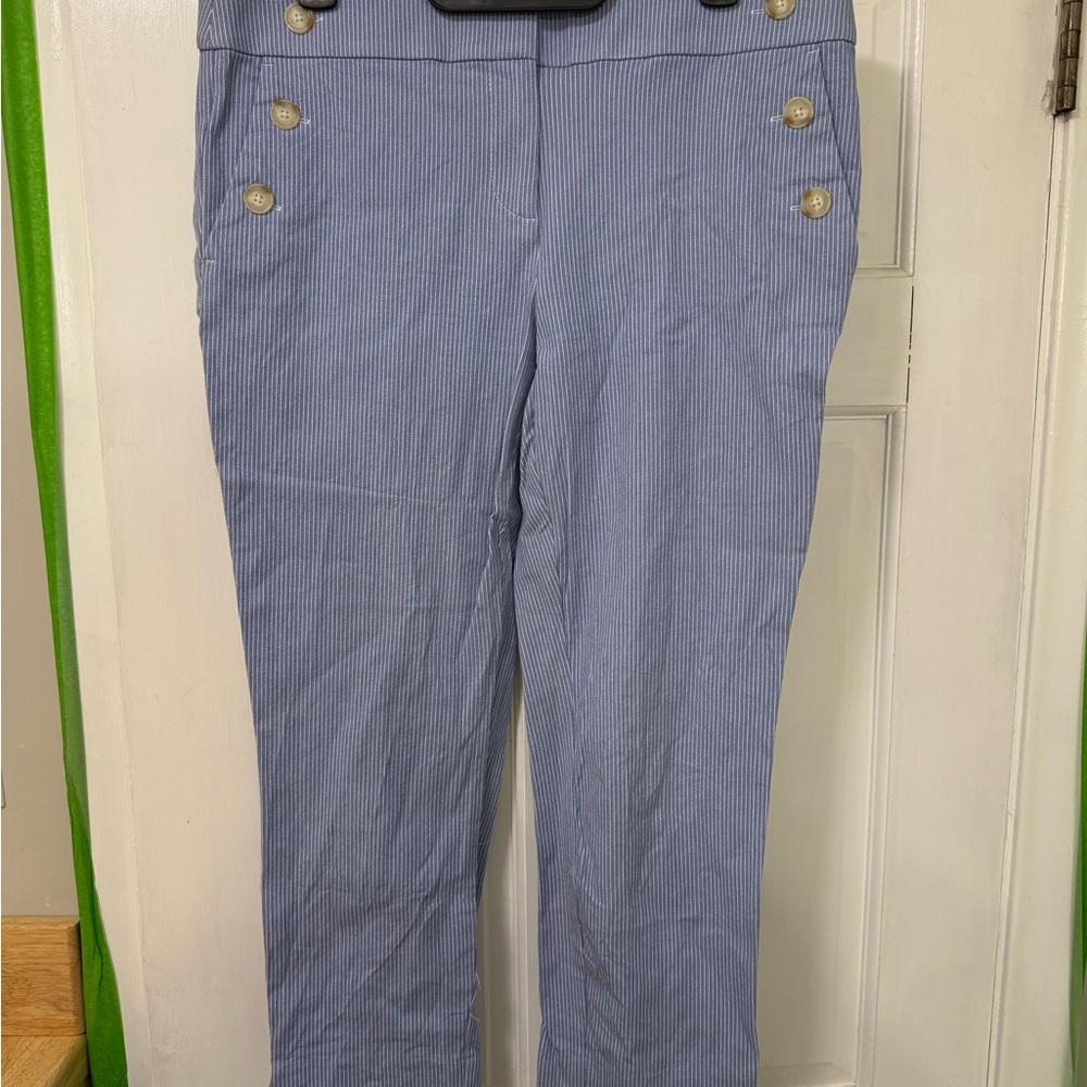 LOFT Striped Blue and White Trousers
